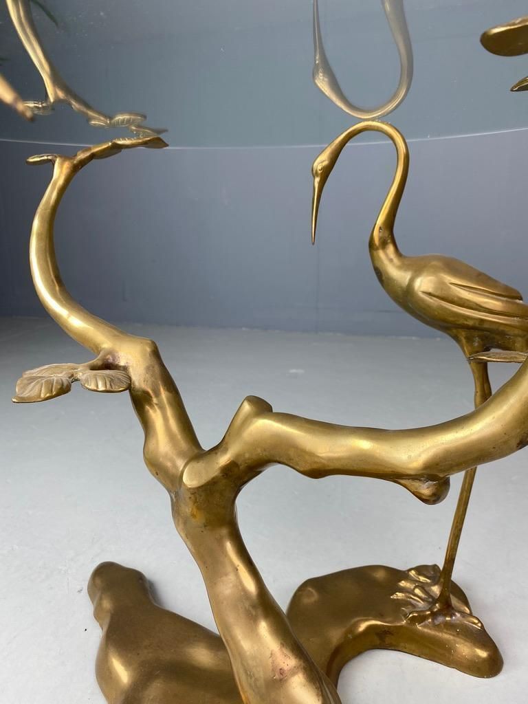 Willy Daro Coffee Table Crane Bird Brass Bonsai Tree 1970 Belgium photo vinterior