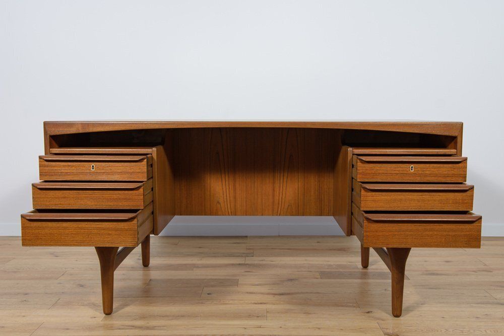 Furniture Mid Century Freestanding Teak Desk By Valdemar Mortensen, 1960s photo