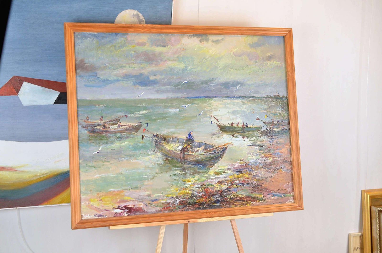 Alexander Schulzfishermen' Boats. 1962. Oil On Cardboard. 80x100 Cm.1962 photo buy