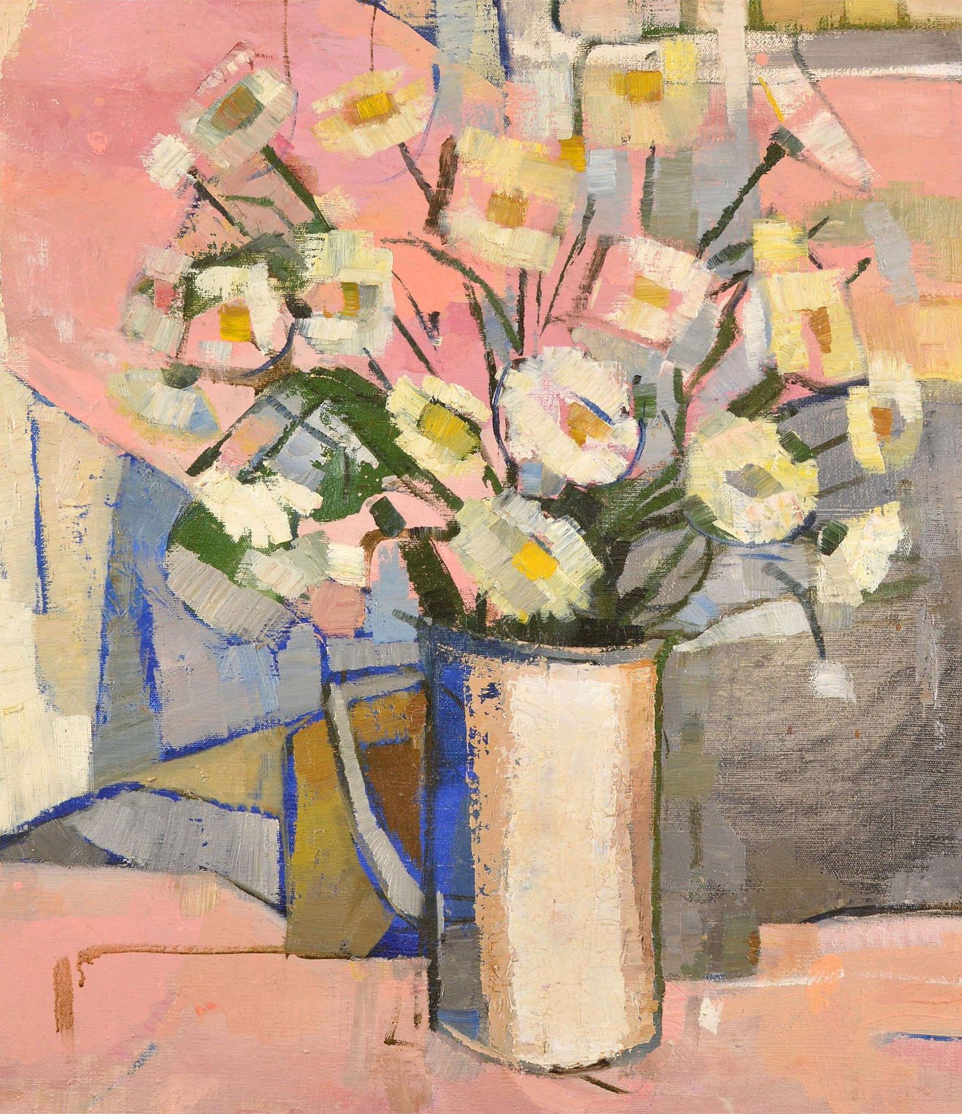 Janis Krontals Still Life With Dasies. Oil On Canvas. 80x70.5 Cm1960 Ies photo for sale