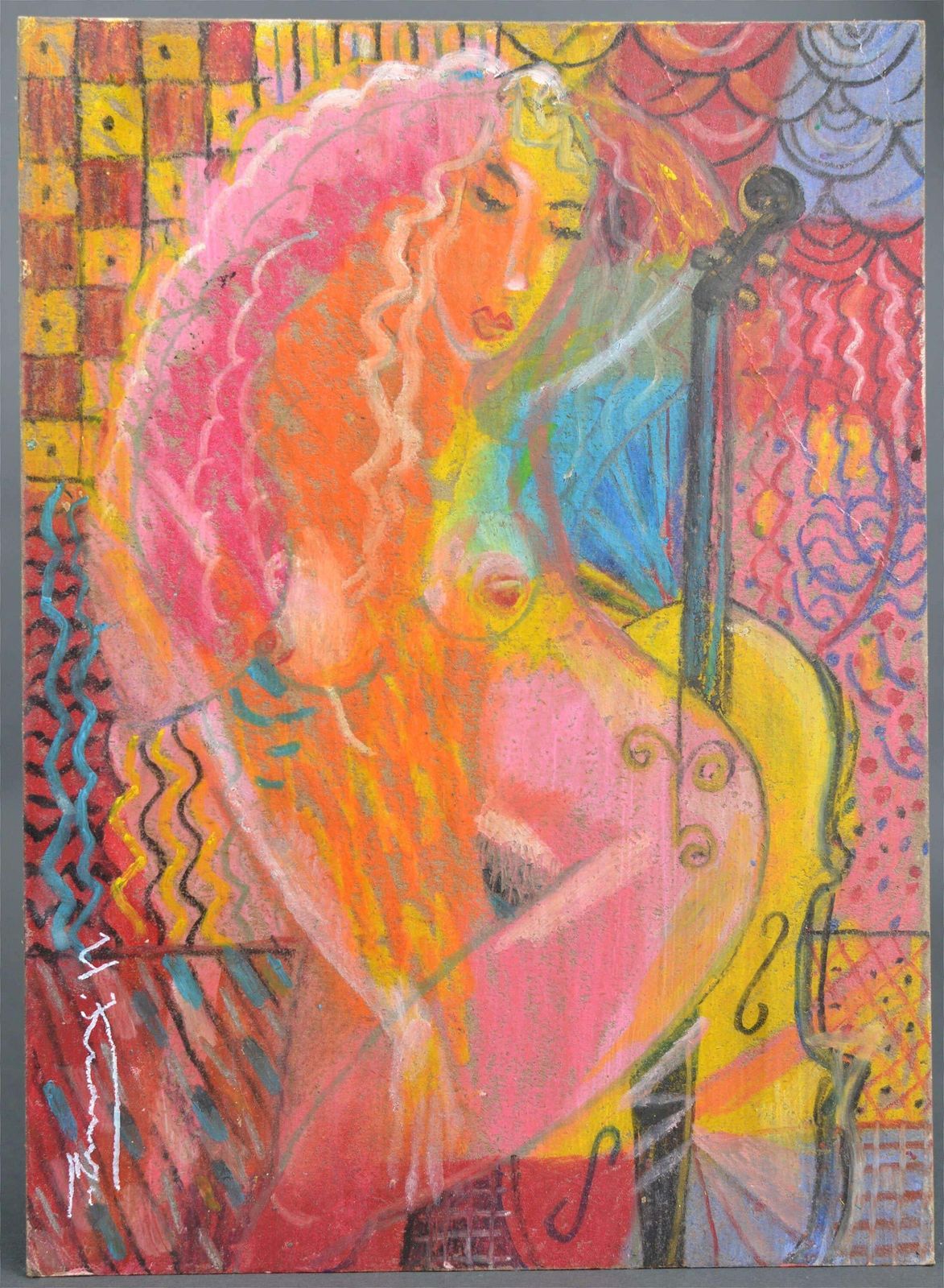 Uldis Krauzegirl With Chello. 2020. Oil/Cardboard, 37x24 Cm2020 photo furniture