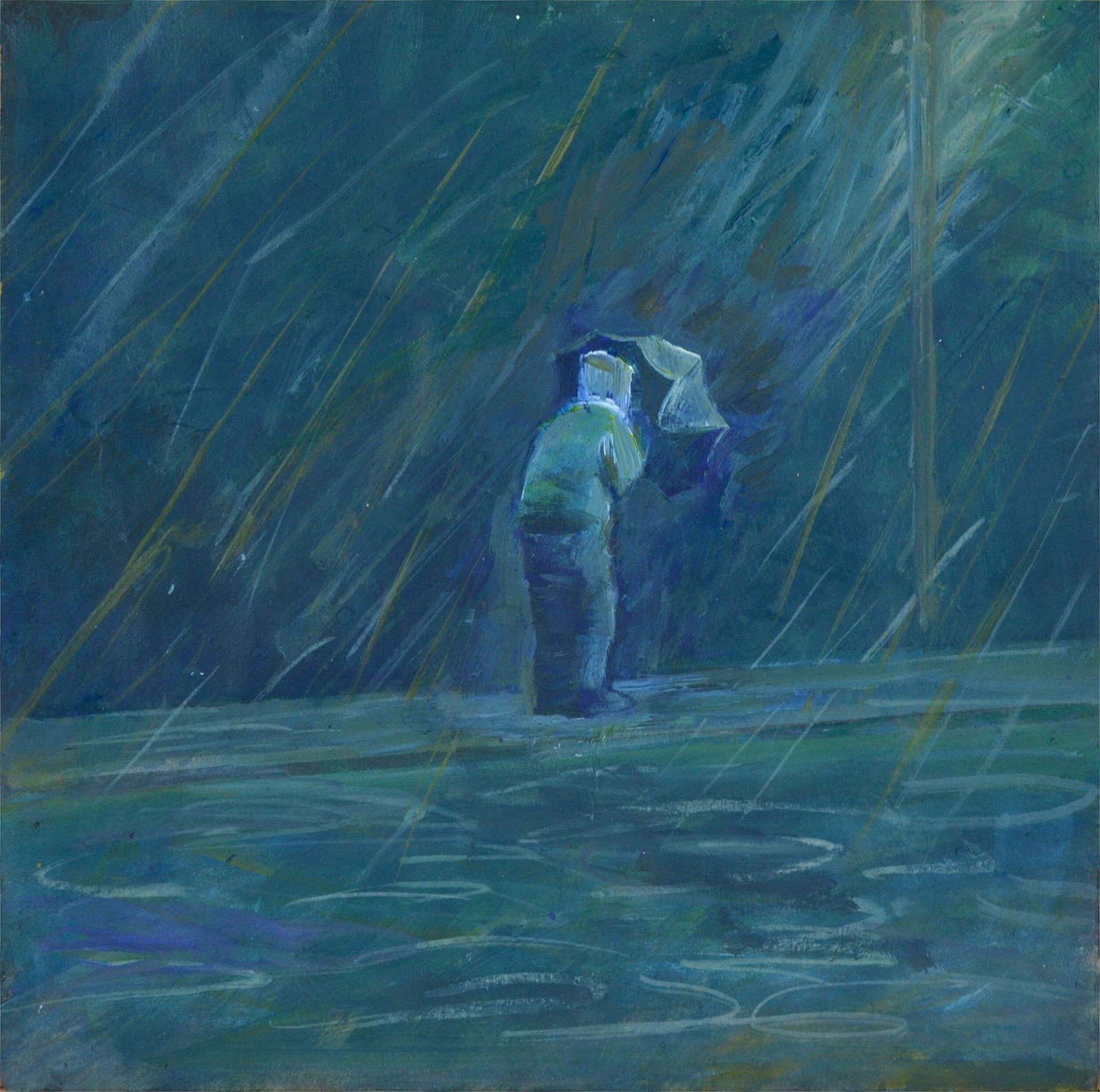 Ansis Butnorin The Rain. 2024., Acrylic On Paper, 25x25 Cm2024