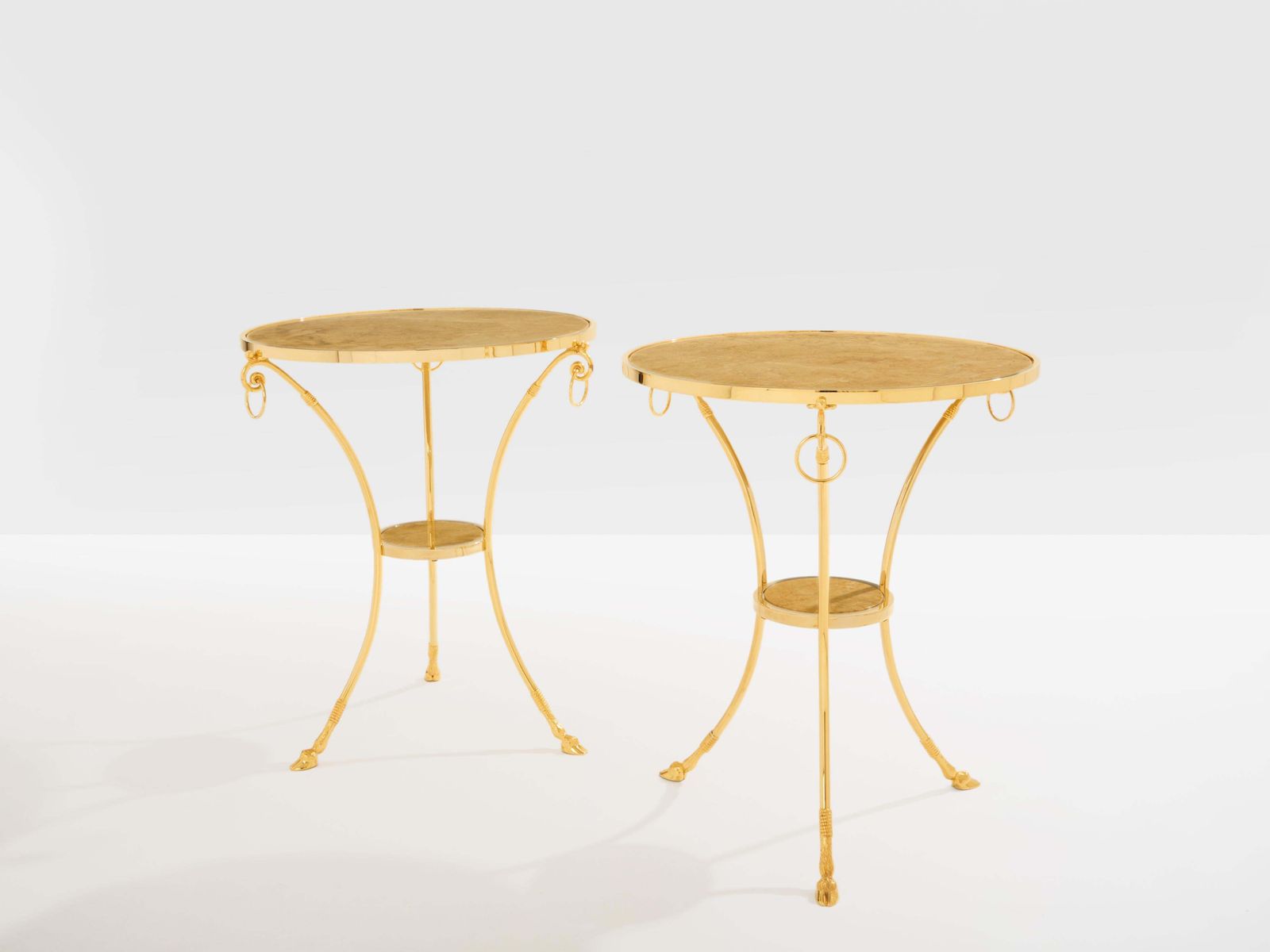 Maison Charles, ensemble de 4 tables guéridon en laiton et marbre, années 1960 photo 23014.0