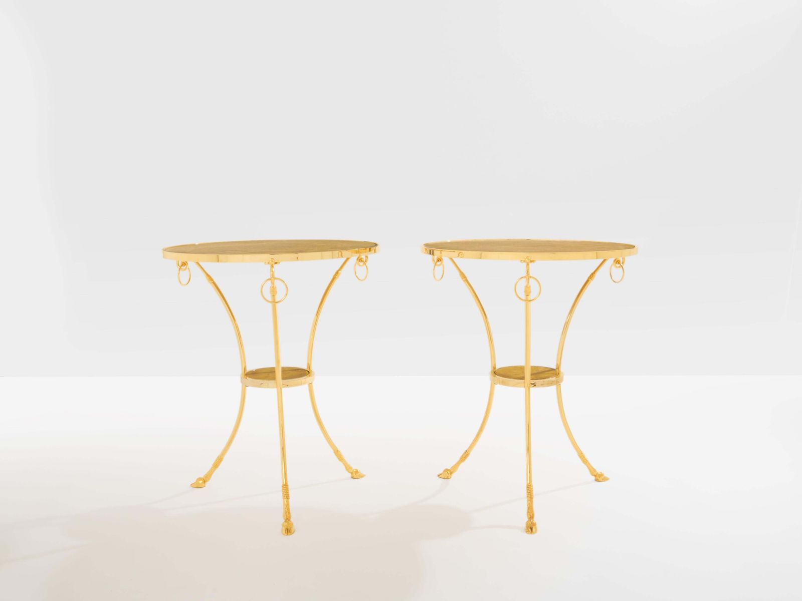 Maison Charles Pair Of Neoclassical Brass Marble Gueridon Tables 1960s photo 11530.0