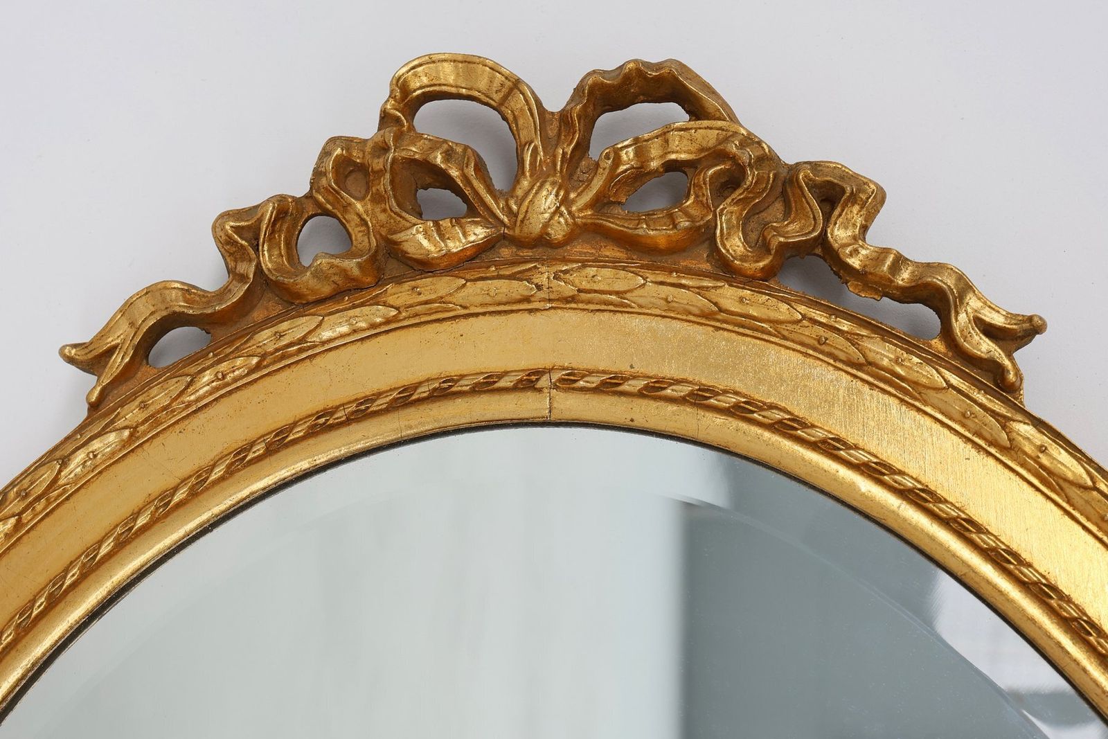 Oval Shaped Carved Gilded Baroque Mirror With Beveled Glass, 1960s photo furniture