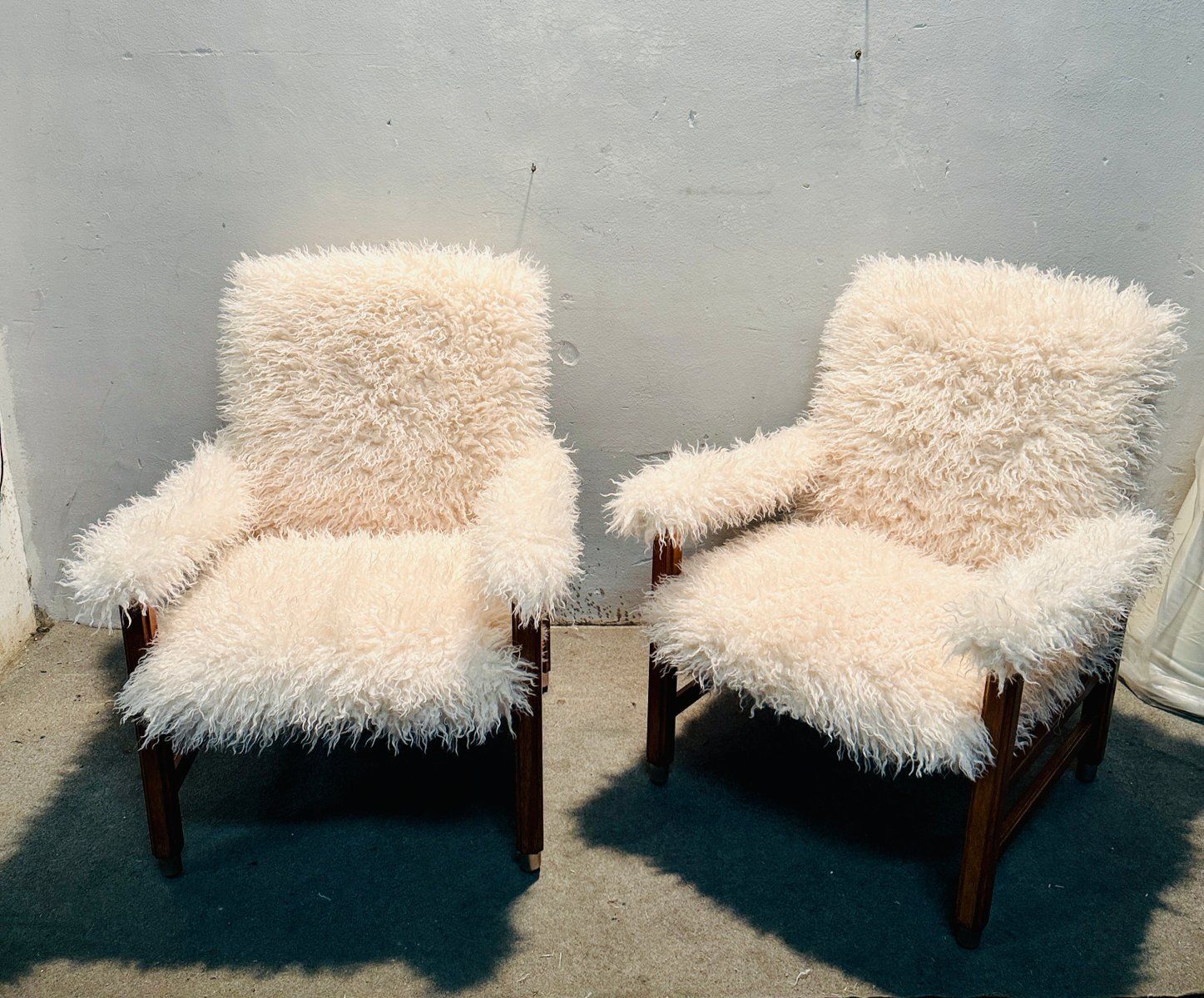 Vintage Chair In Long Haired Wool, 1960s
