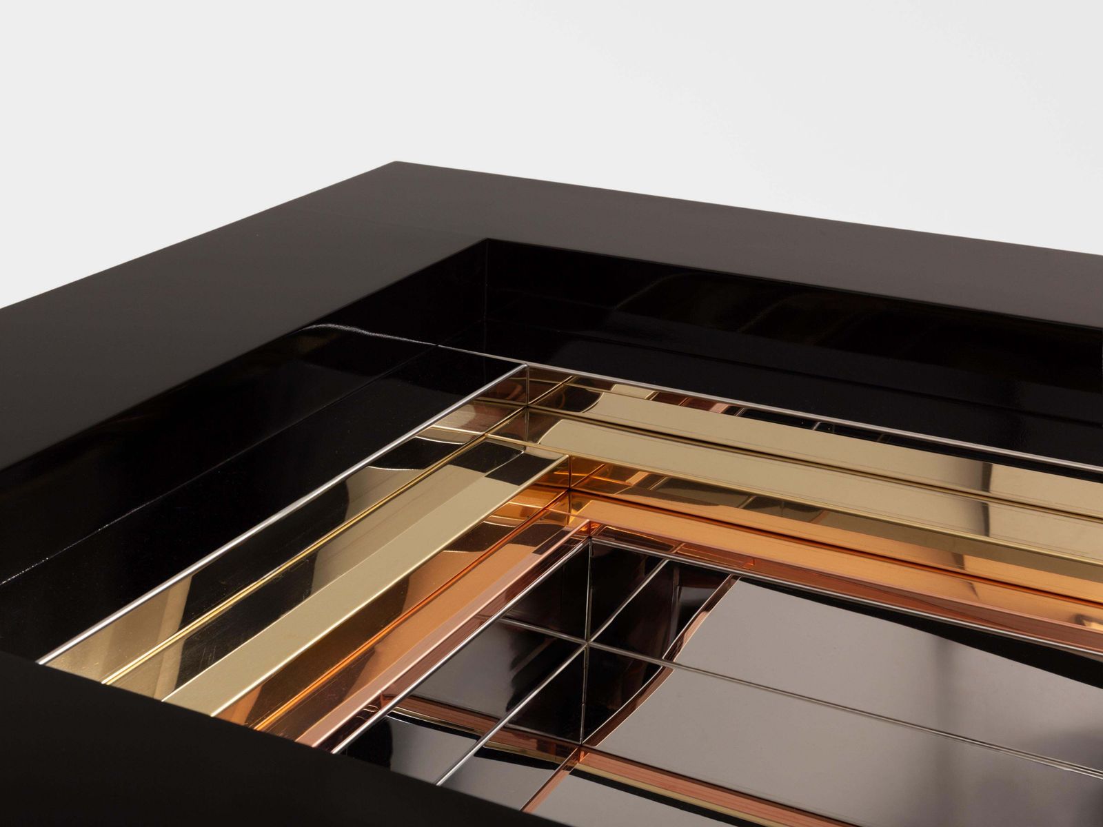 Furniture Alain Delon For Maison Jansen Brass Chrome Lacquered Coffee Table 1972 photo