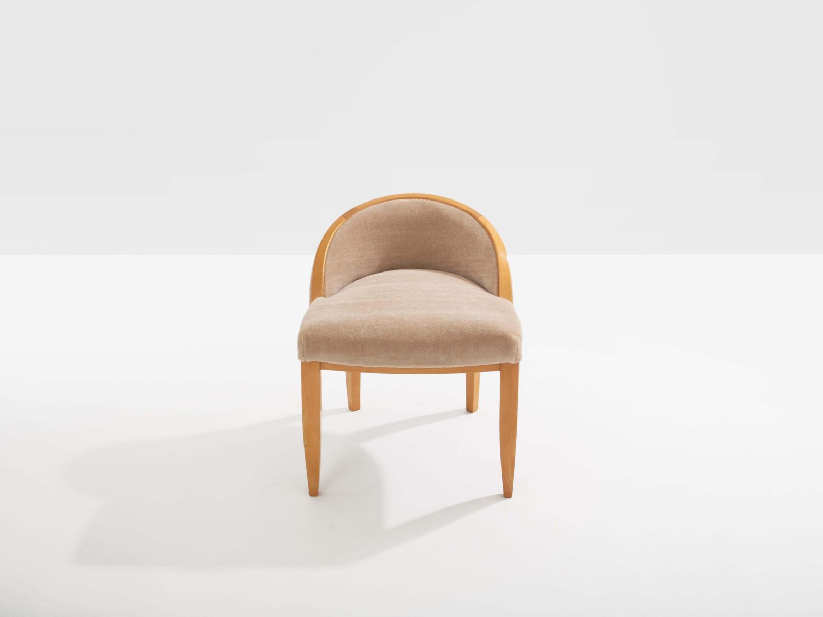 Fauteuil de bureau ou de coiffeuse André Arbus en sycomore et velours mohair, 1934 photo for sale