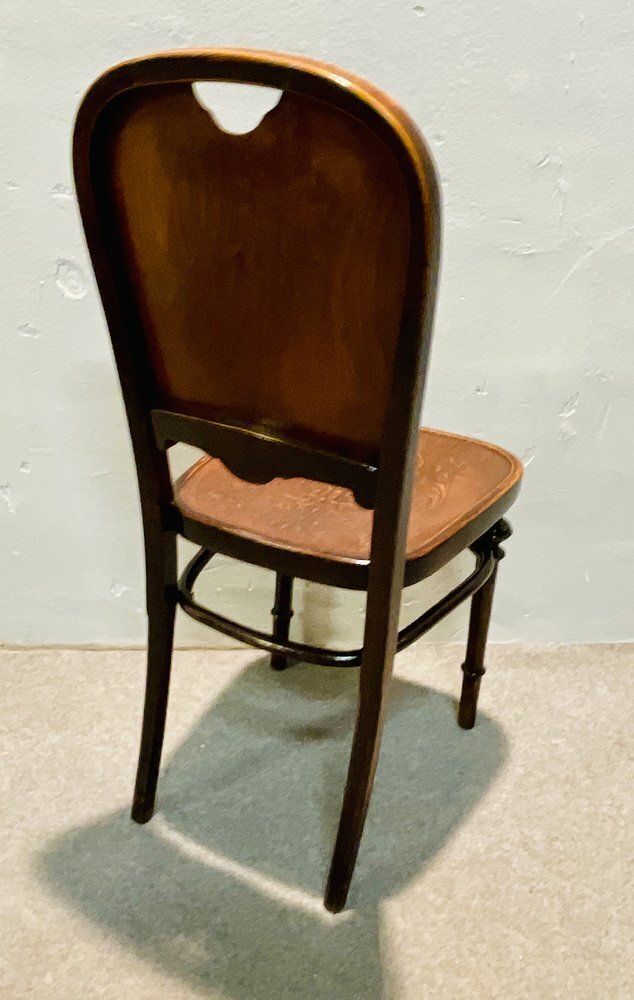 Hand Pantographed Khon Chairs From Thonet, 1906, Set Of 6 photo for sale