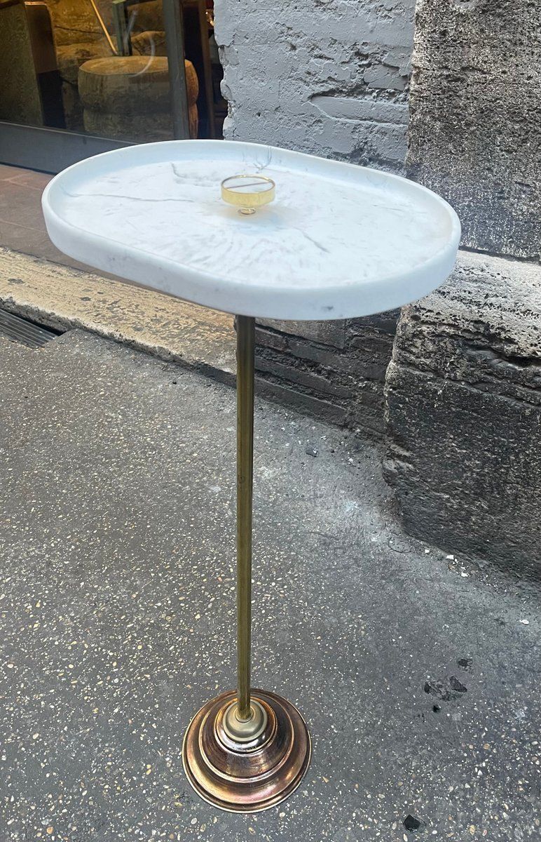 Pocket Emptier Table In Brass And Marble, 1960s