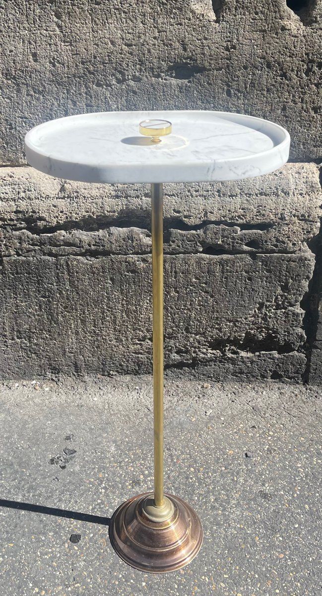 Pocket Emptier Table In Brass And Marble, 1960s photo for sale