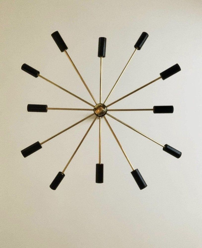 Black And Gold Sputnik Chandelier, 1960s