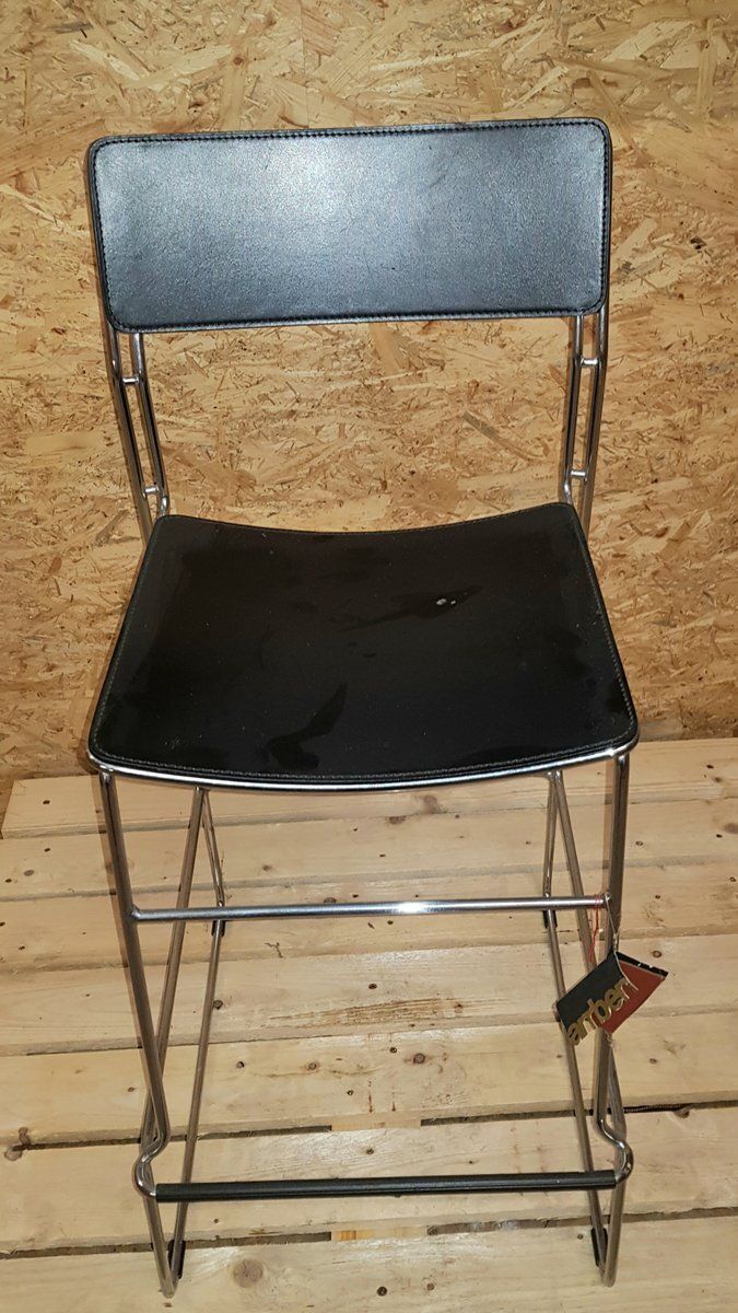 Italian Black Sultana Bar Chair From Arrben With Chromed Legs, 1970s photo for sale
