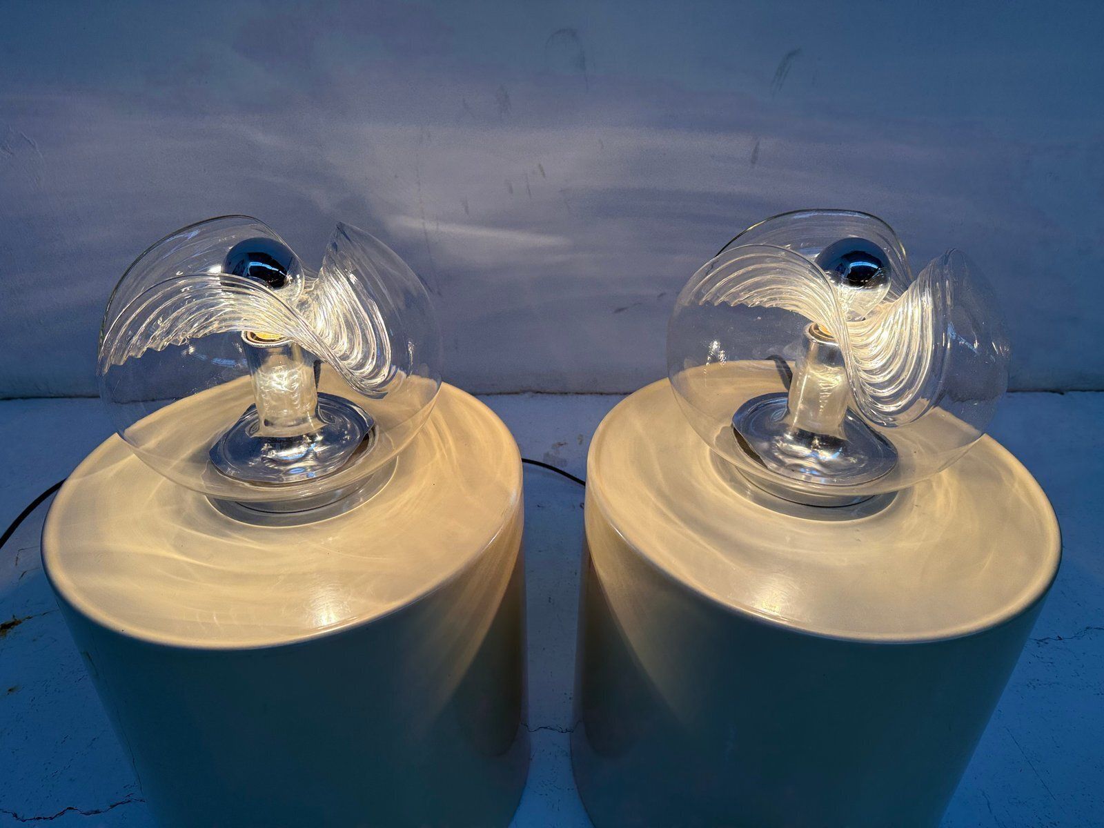 Vintage Model Wave Table Lamps By Koch & Lowy For Peill & Putzler, 1970s, Set Of 2 photo for sale