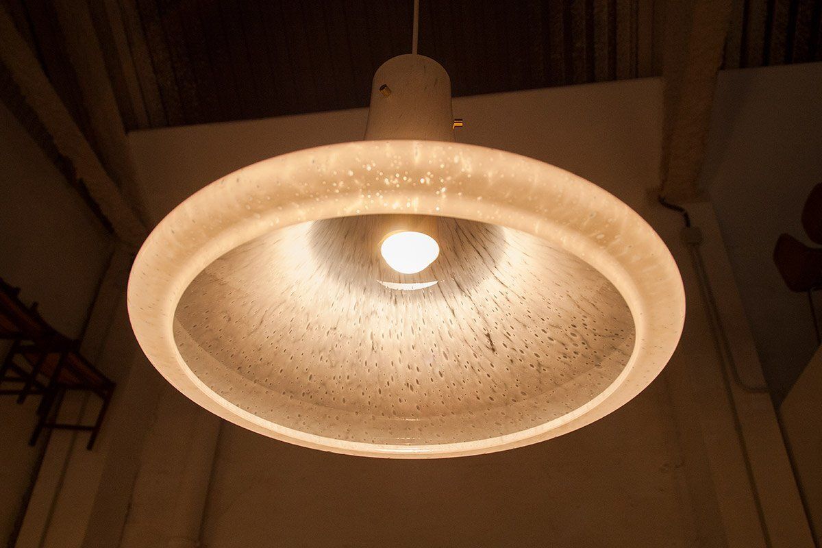 Large Opaline Handblown Chandelier From Glashütte Limburg, 1960s photo for sale
