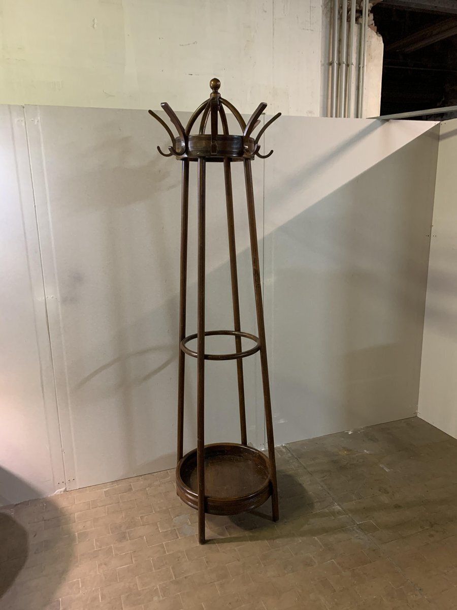 Coat Stand In Bent Beech With Hat Rack And Umbrella Stand By Michael Thonet For Thonet