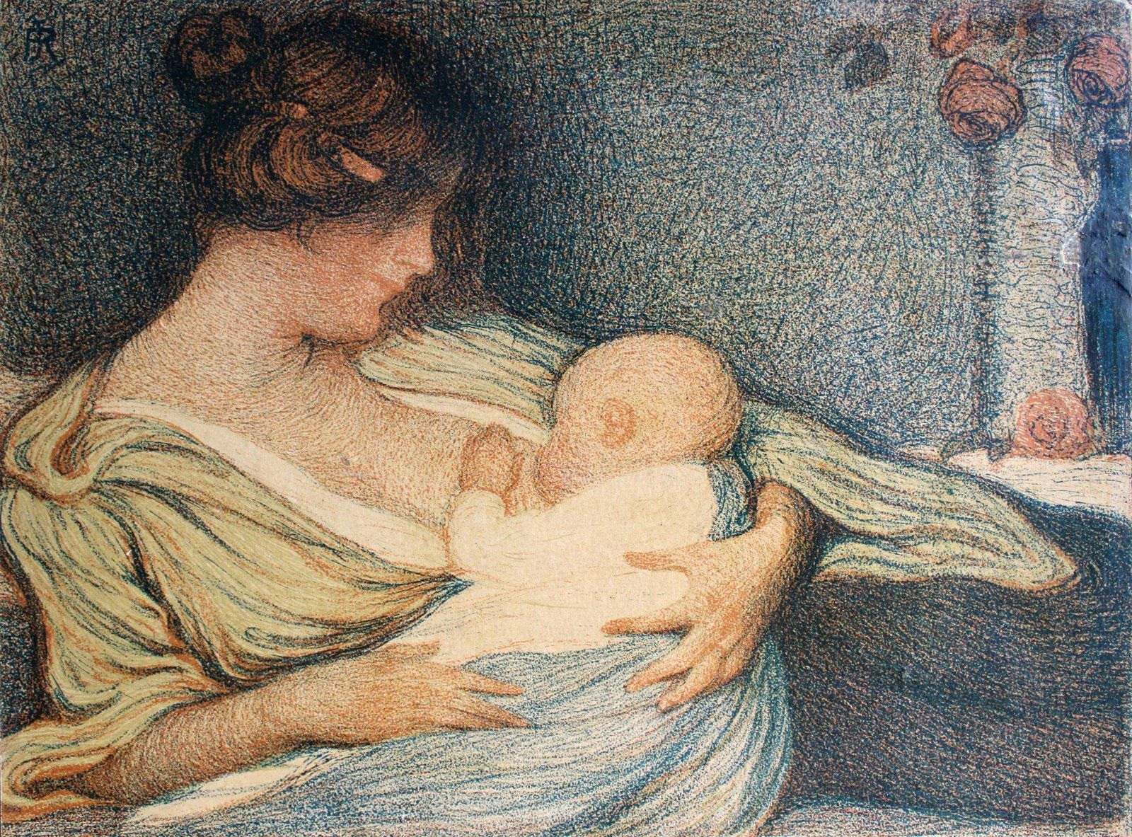 Janis Rozentālsmother With Child, Paper/Lithograph, 19x25.5 Cm