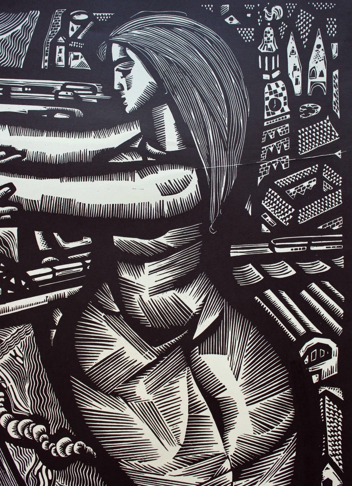 Gunars Krollisbridges. From The Series “My Riga”. 1967.  Paper, Linocut, 69x103 Cm.1967 photo furniture