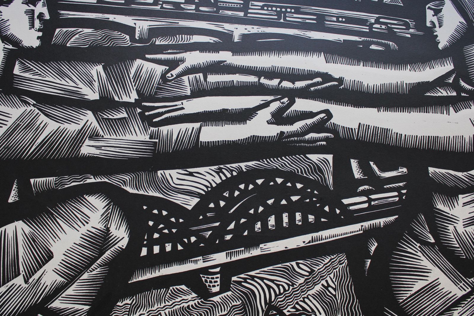 Gunars Krollisbridges. From The Series “My Riga”. 1967.  Paper, Linocut, 69x103 Cm.1967 photo 1214.0