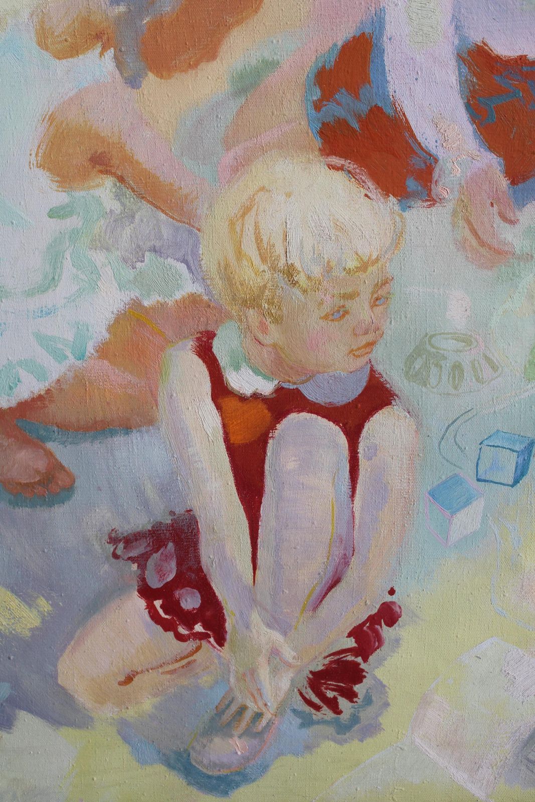 Vilnis Sausserdischildren At Play, Oil/Canvas, 108x128 Cm photo 2082.0