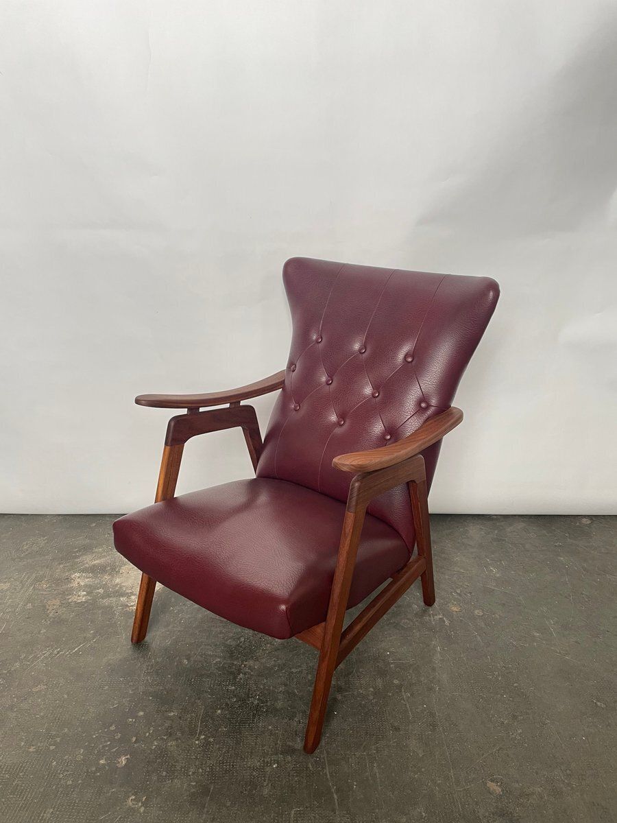 Mid Century Highback Lounge Chair Attributed To Louis Van Teeffelen For Wébé, 1960s