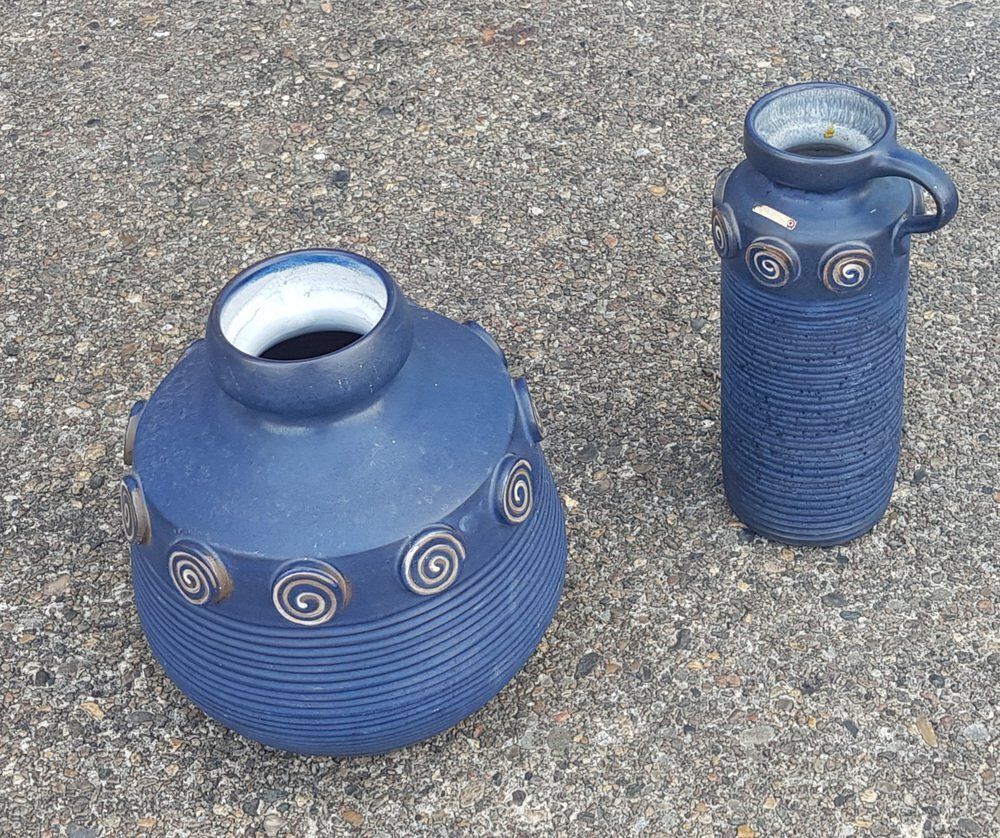 Blue Ceramic Vases By Ceramano, Set Of 2