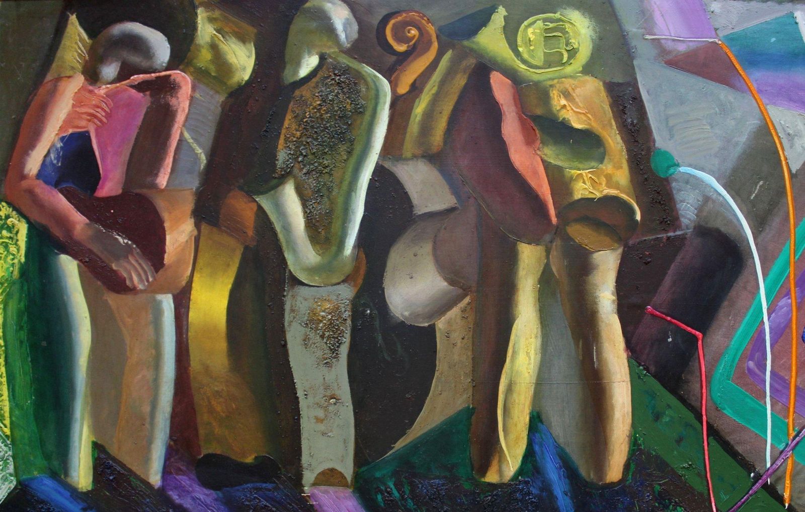 Arturs Nikitinsmusicians, 61.5x103, Oil/Cardboard, 19701970 photo furniture
