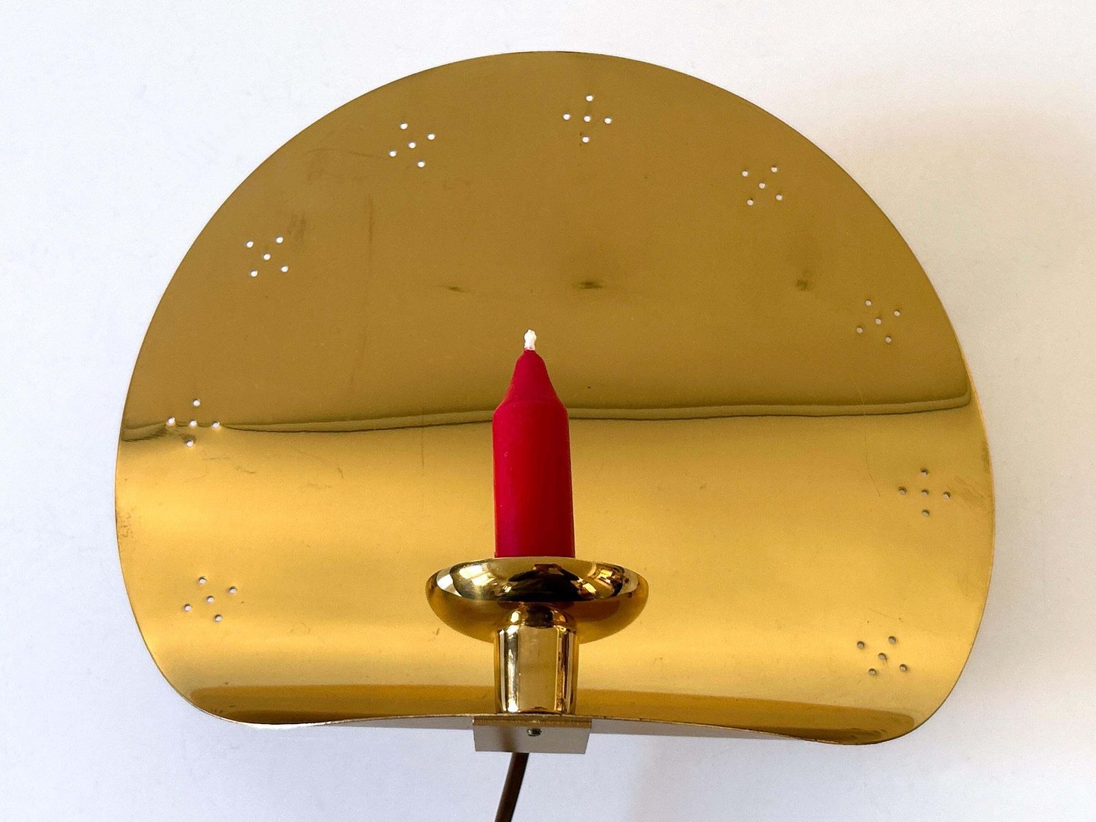 Elegant Mid Century Brass Sconce With Candle Holder By Boréns Borås Sweden 1970s photo vinterior