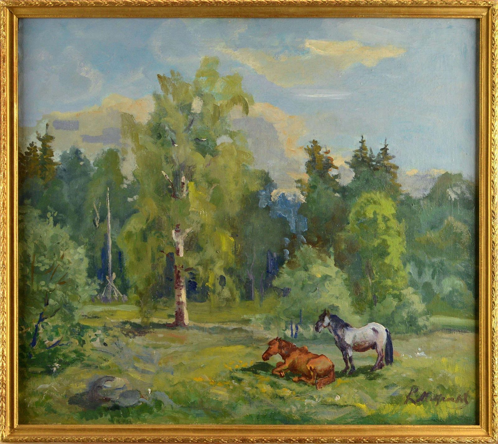 Karlis Miesniekskārlis Miesnieks(1887 1977). At The Forest Edge, Oil/Canvas, 60x69 Cm photo furniture