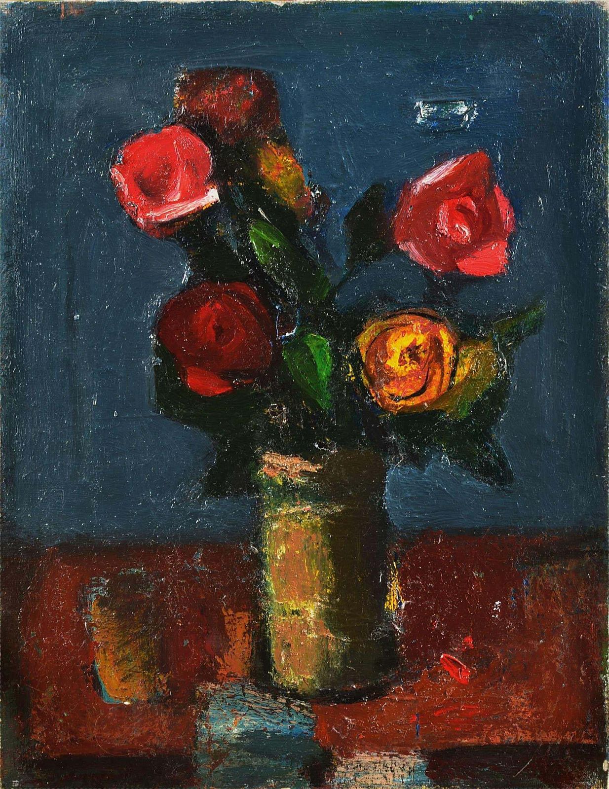 Aleksandr Rodin (1922 2001)roses. Oil/Canvas, 50x38 Cm