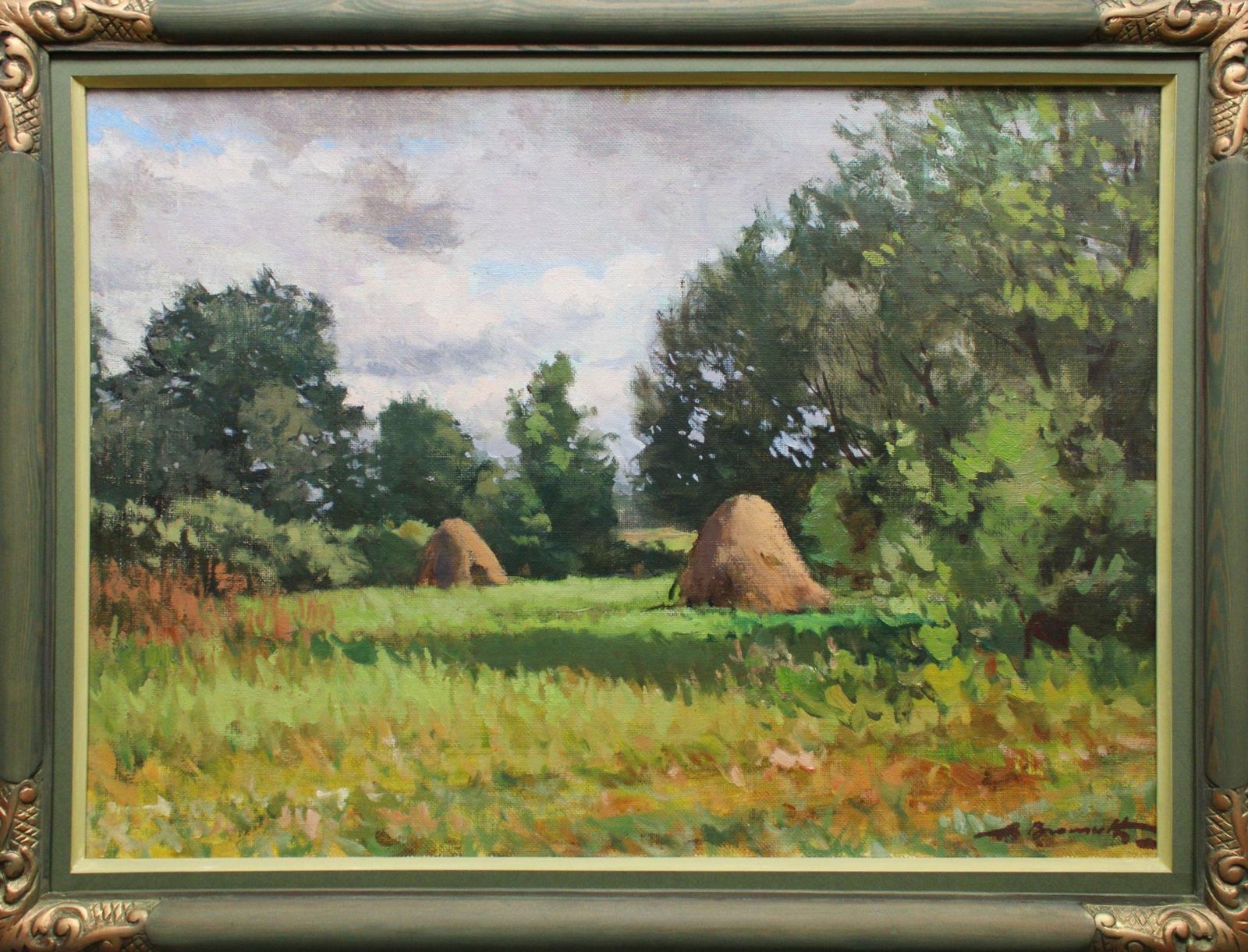 Alfejs Bromults Young Farmer's Meadow,  Oil/Canvas, 50x70 Cm1989 photo for sale