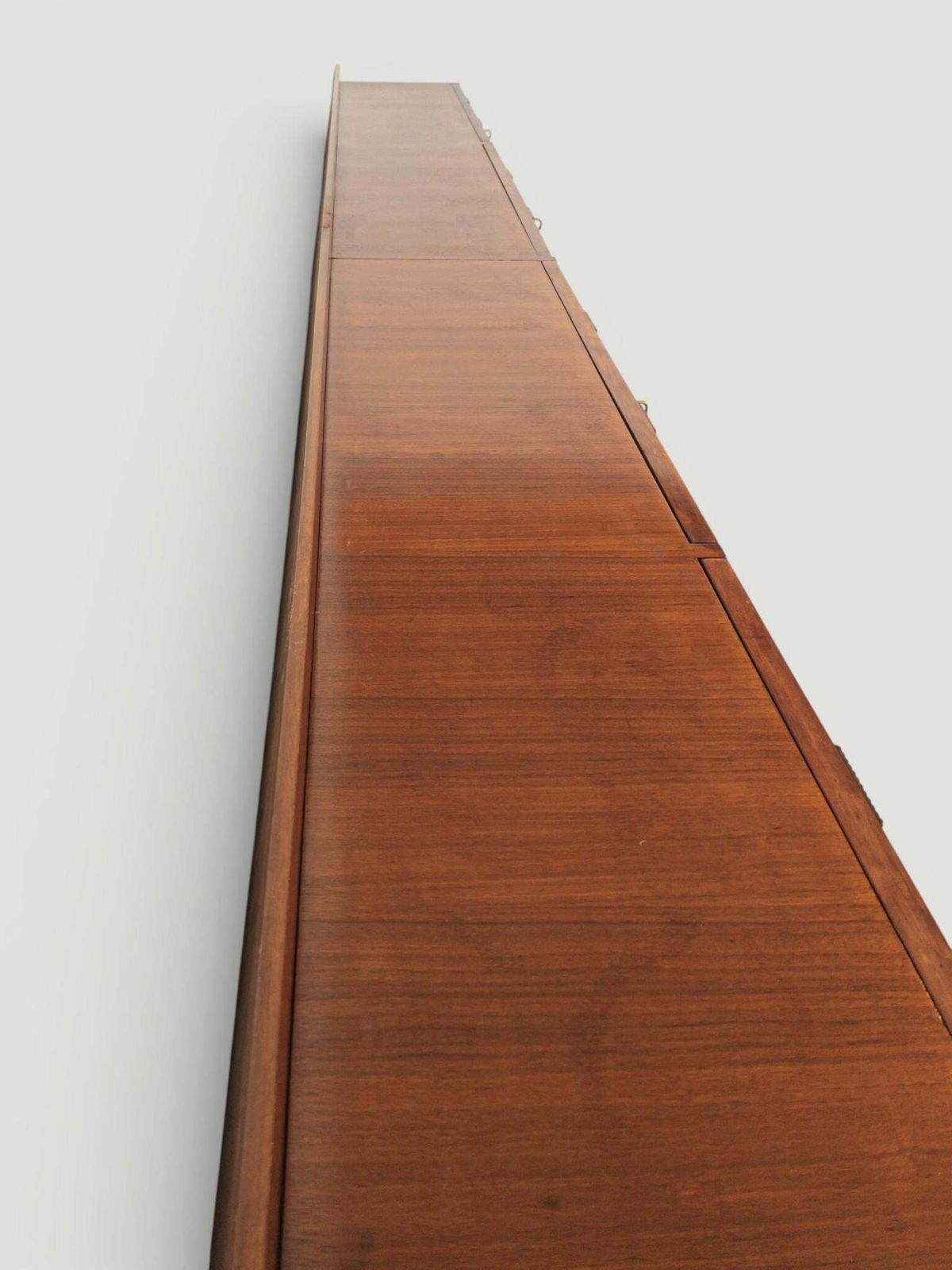 photo buy Italian Mid Century Long , Suspended Sideboard In Walnut, 1950s