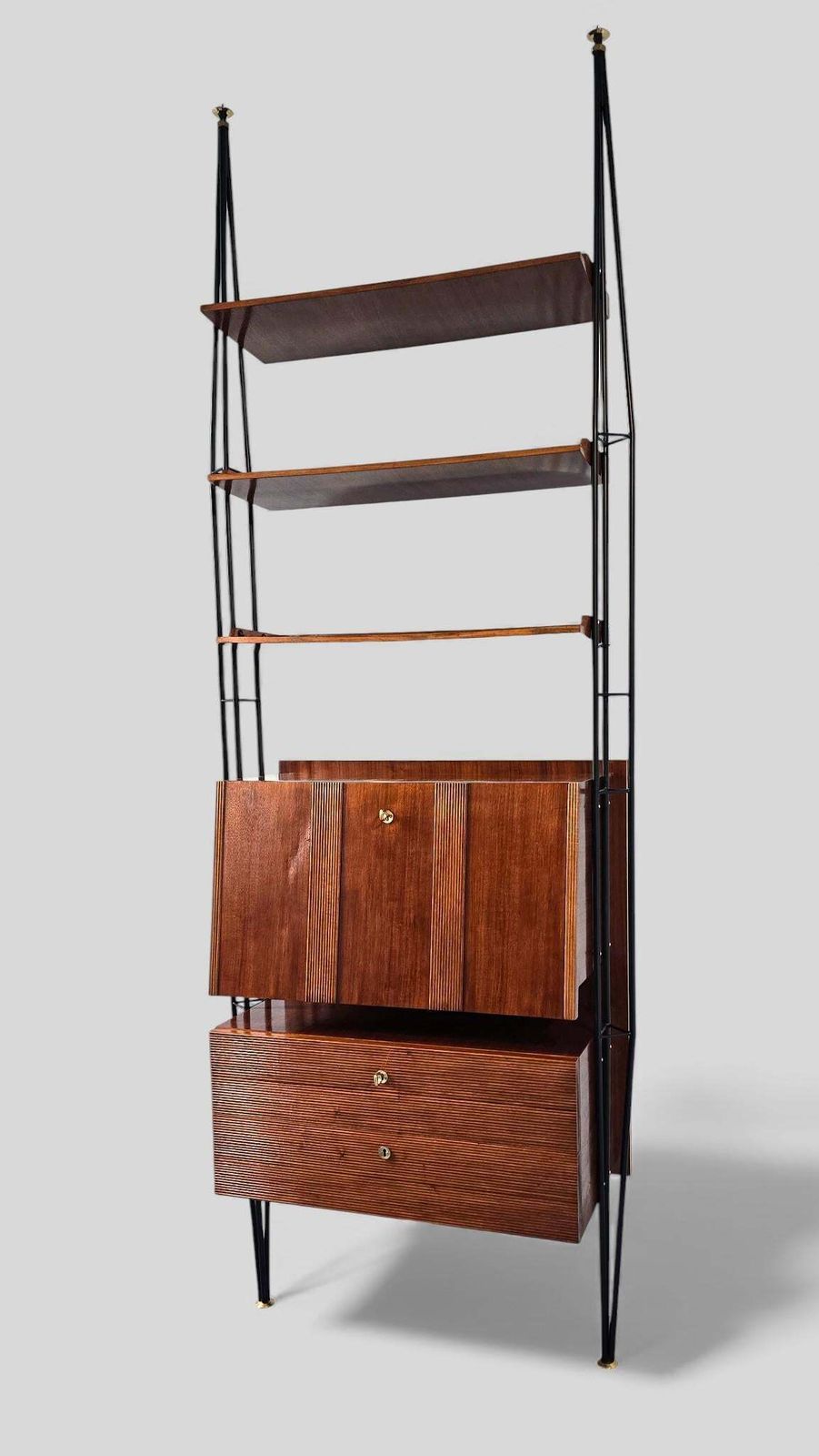 Italian Mid Century Wall Unit Bookcase With Cabinet Bar, 1960s photo Furniture