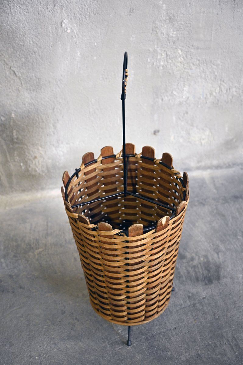 Umbrella Rack In Rattan & Metal From Rohé Noordwolde, 1950s photo furniture
