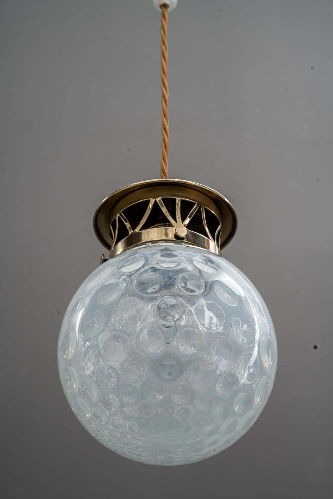 Koloman Moser Attributed To Bakalowits & Söhne Pendants With Loetz Glass Shade photo vintage