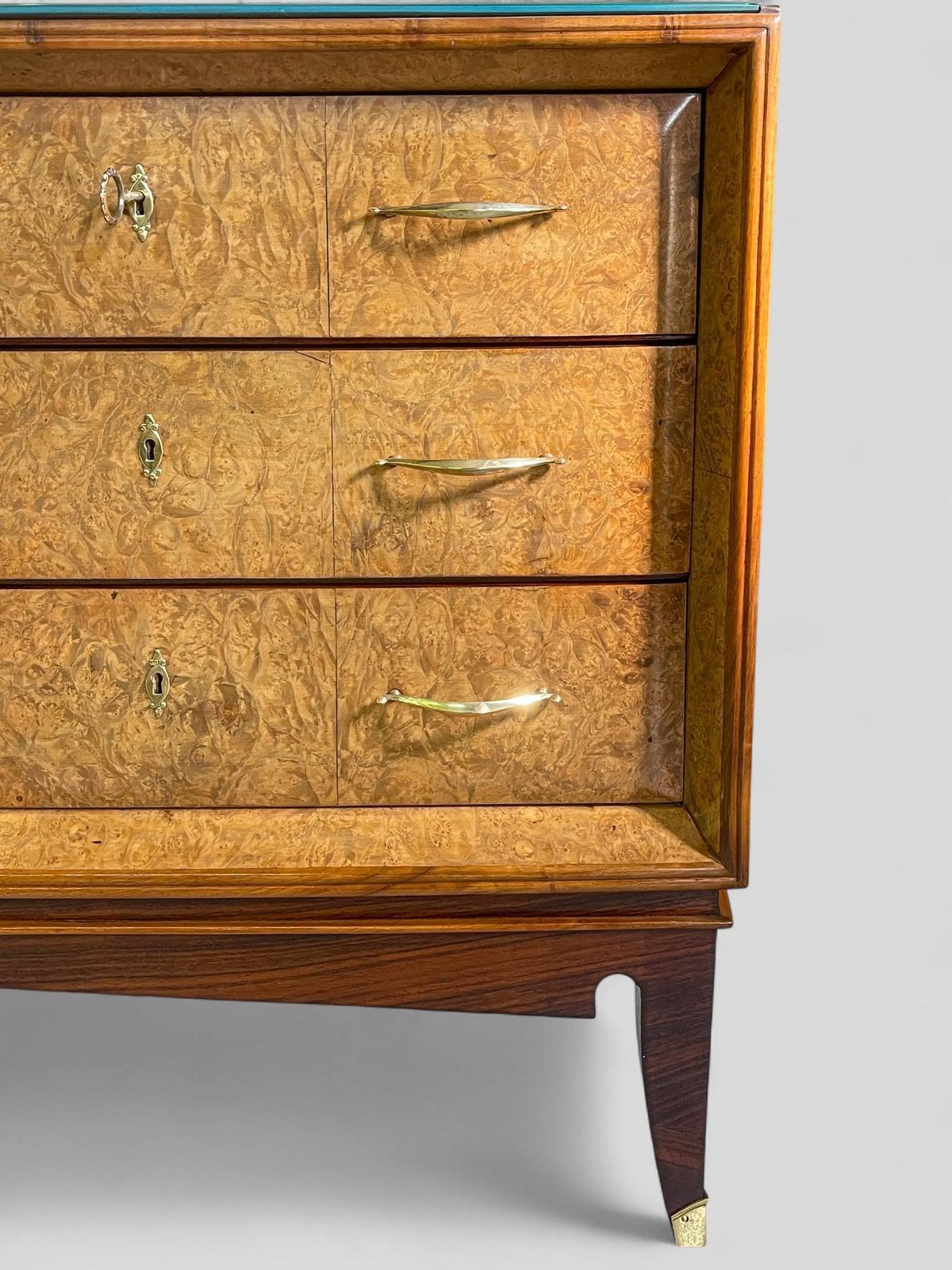 photo vinterior Italian Mid Century Sideboard Or Chest Of Drawers In  Maple Root, 1950s
