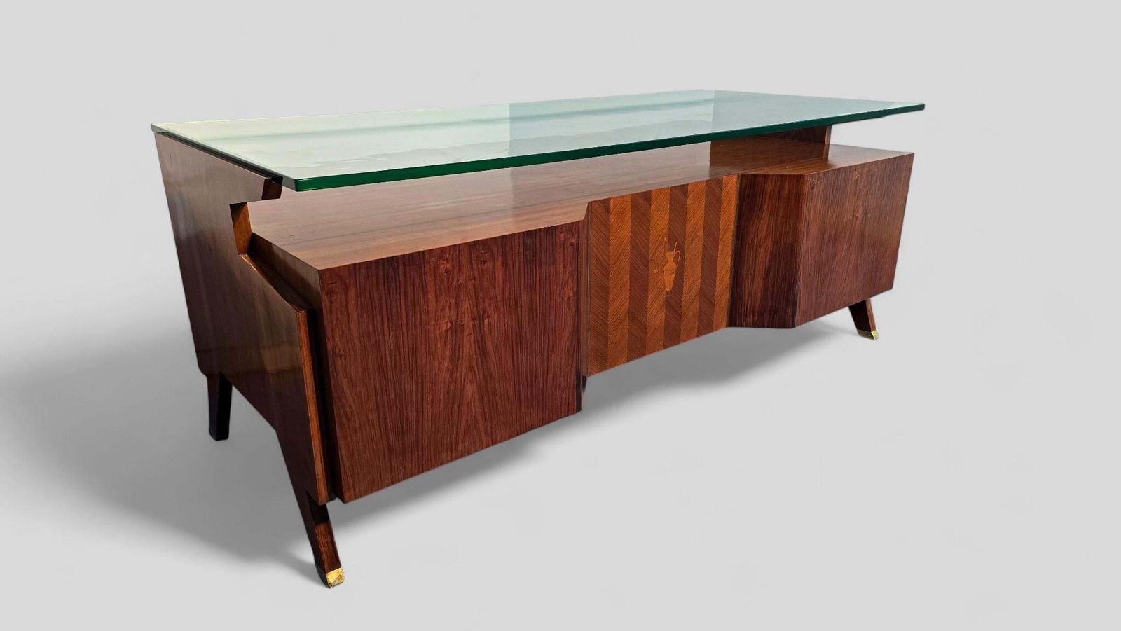 Italian Midcentury Presidential Executive Table Desk Designed By Vittorio Dassi photo for sale