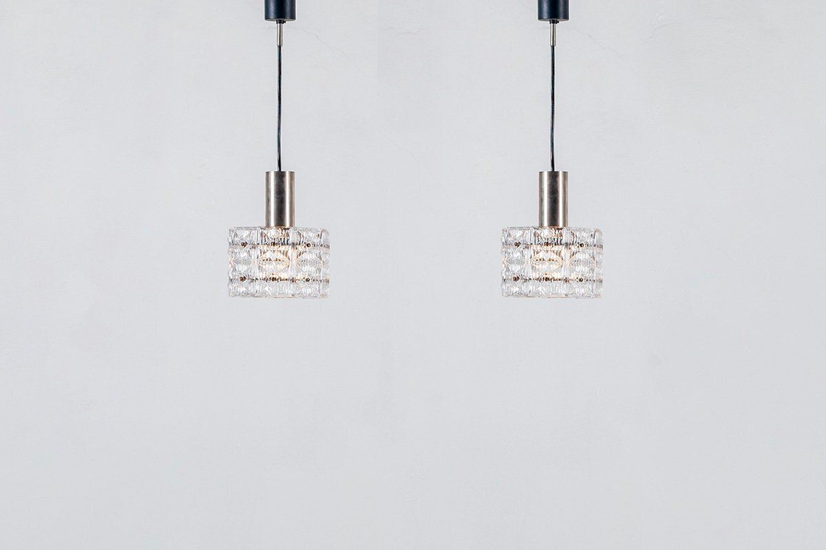 Vintage Geometric Crystal Prism Pendant Lamps From Kinkeldey, 1960s, Set Of 2 photo vintage