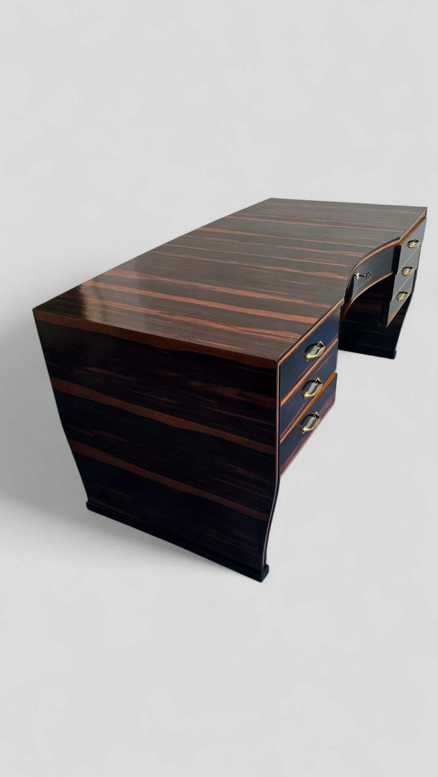 Furniture Italian Art Deco Table Desk , Ebony Makassar Attributed To Osvaldo Borsani, 1940 photo