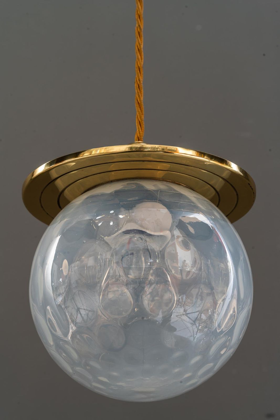 photo for sale 2 Koloman Moser Attributed To Bakalowits & Söhne Pendants With Loetz Glass Shade