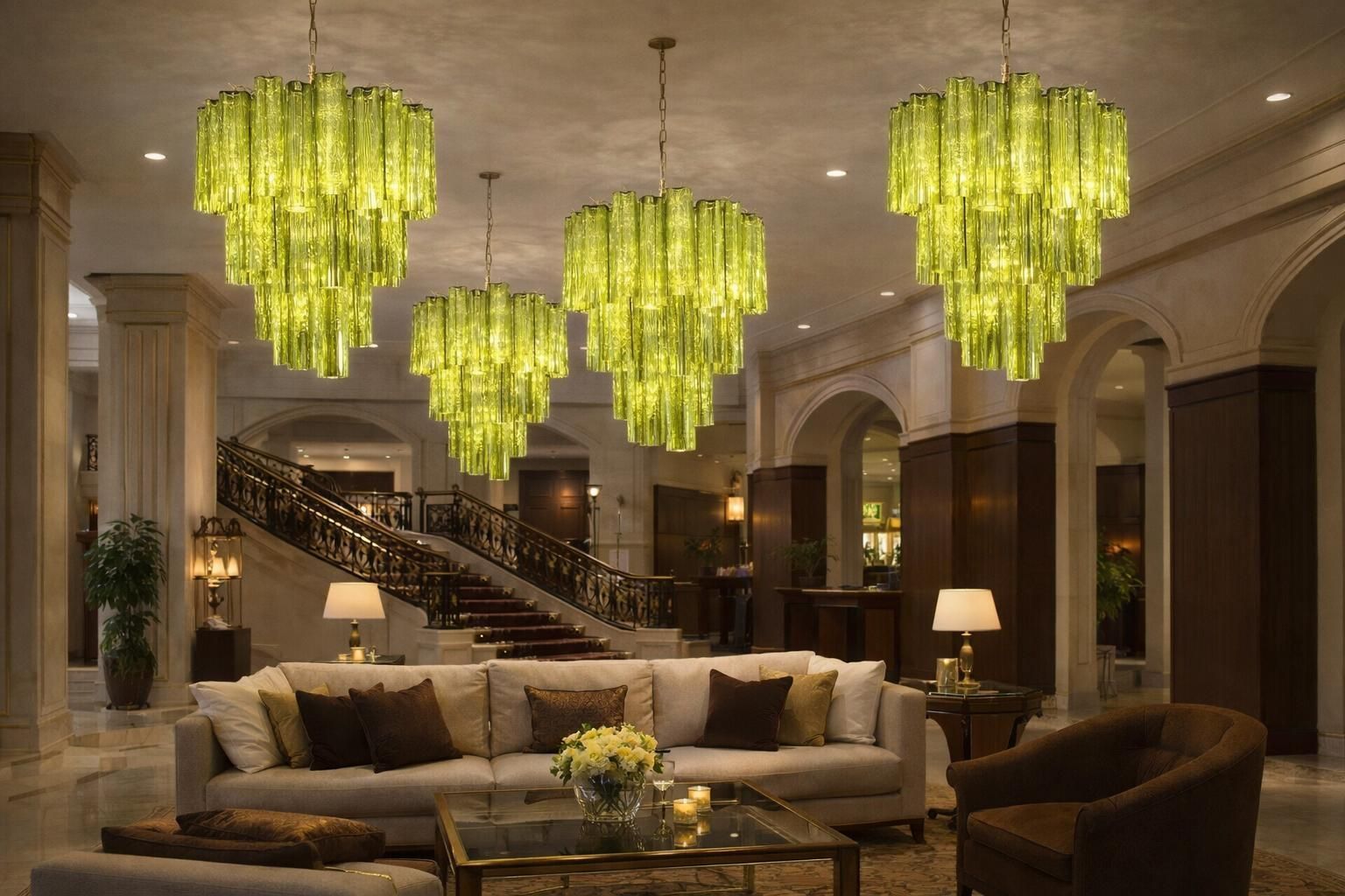 photo buy Pair Italian Chandeliers In Murano Glass