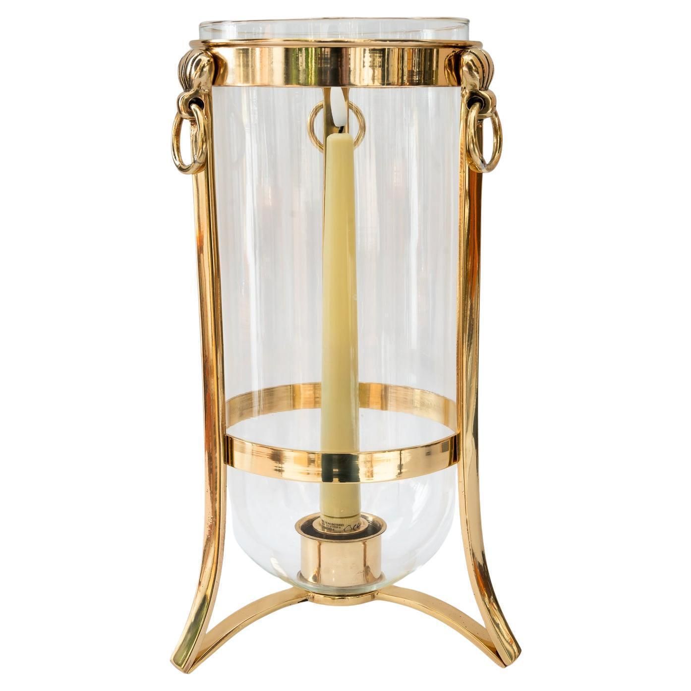 Bronze Balcony Candle Lantern With Glass Vienna Around 1960s
