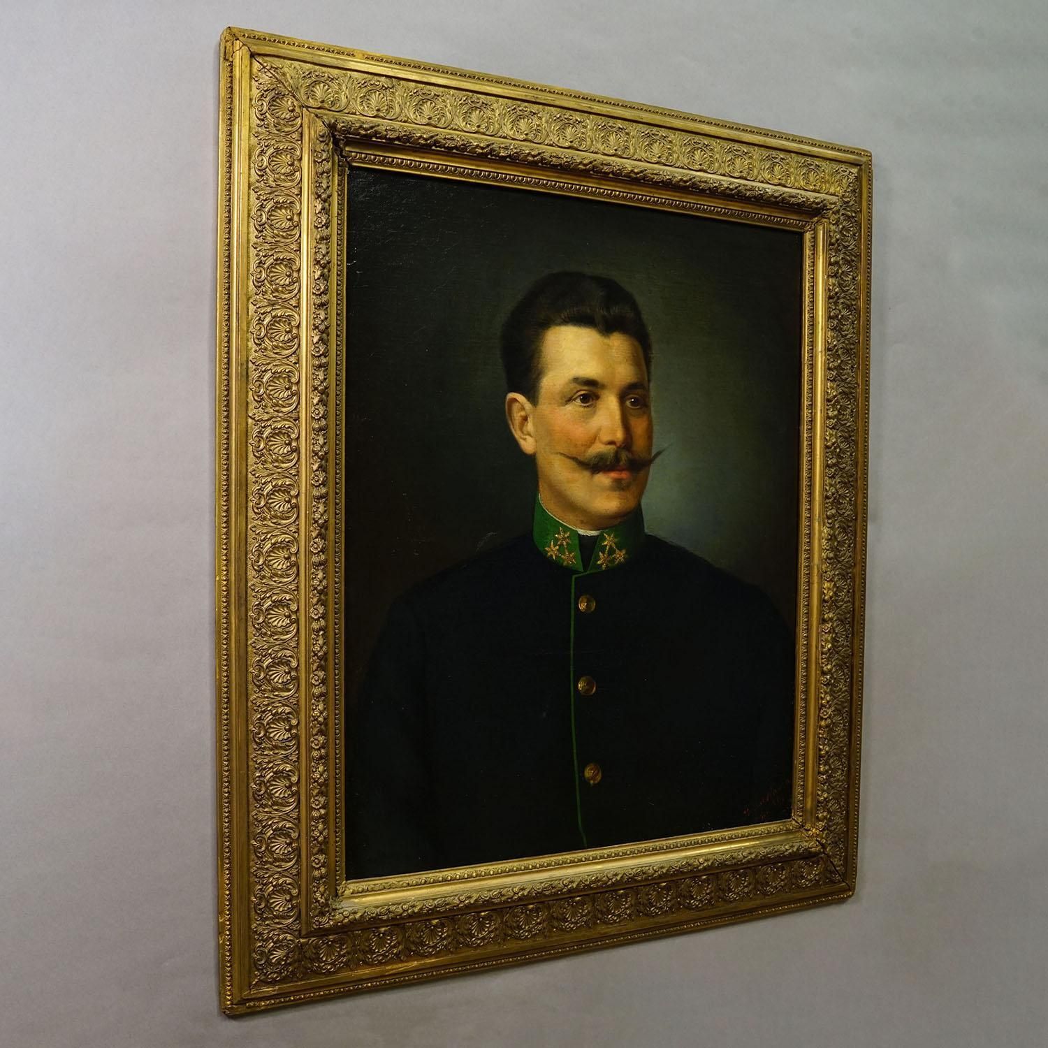 Antique Oil Painting Portrait Of An Austrian Folksy Man, Vienna 1892 photo furniture