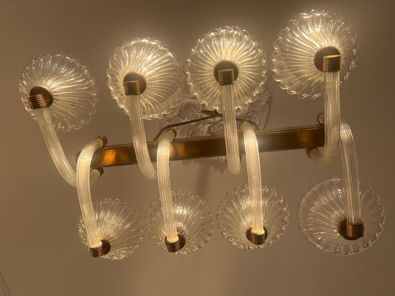 Chandelier By Barovier & Toso, Murano, 1940s photo for sale