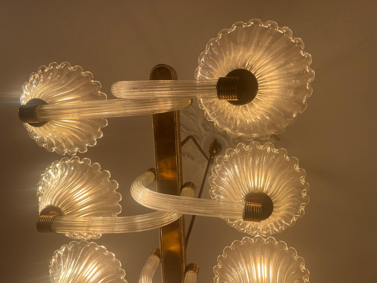 photo vintage Chandelier By Barovier & Toso, Murano, 1940s