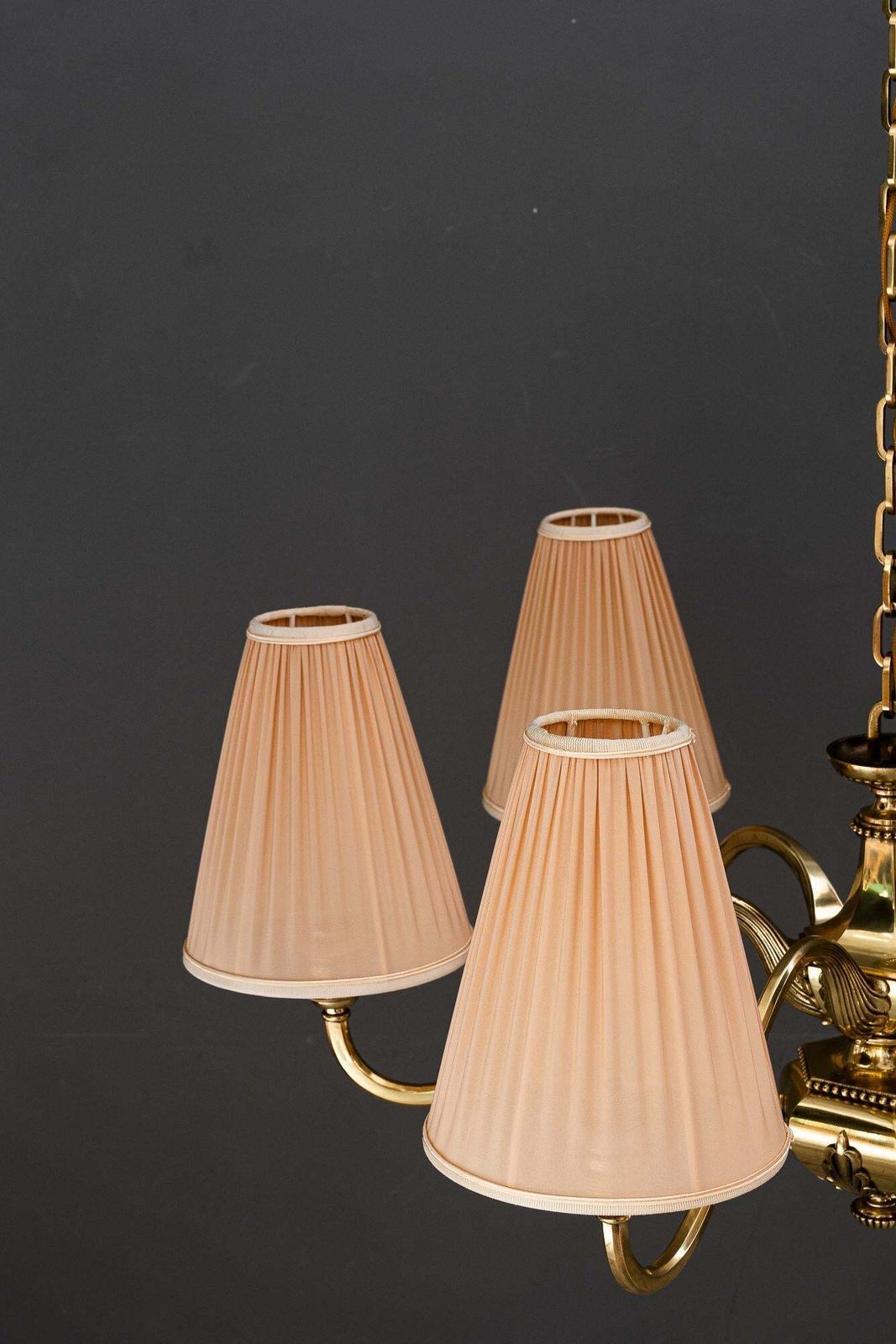 Art Deco Chandelier With Fabric Shades Vienna Around 1920s photo for sale