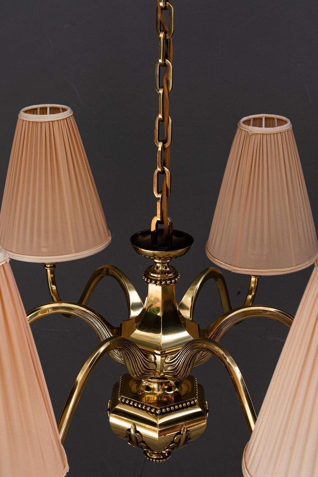 Art Deco Chandelier With Fabric Shades Vienna Around 1920s photo 1591.0