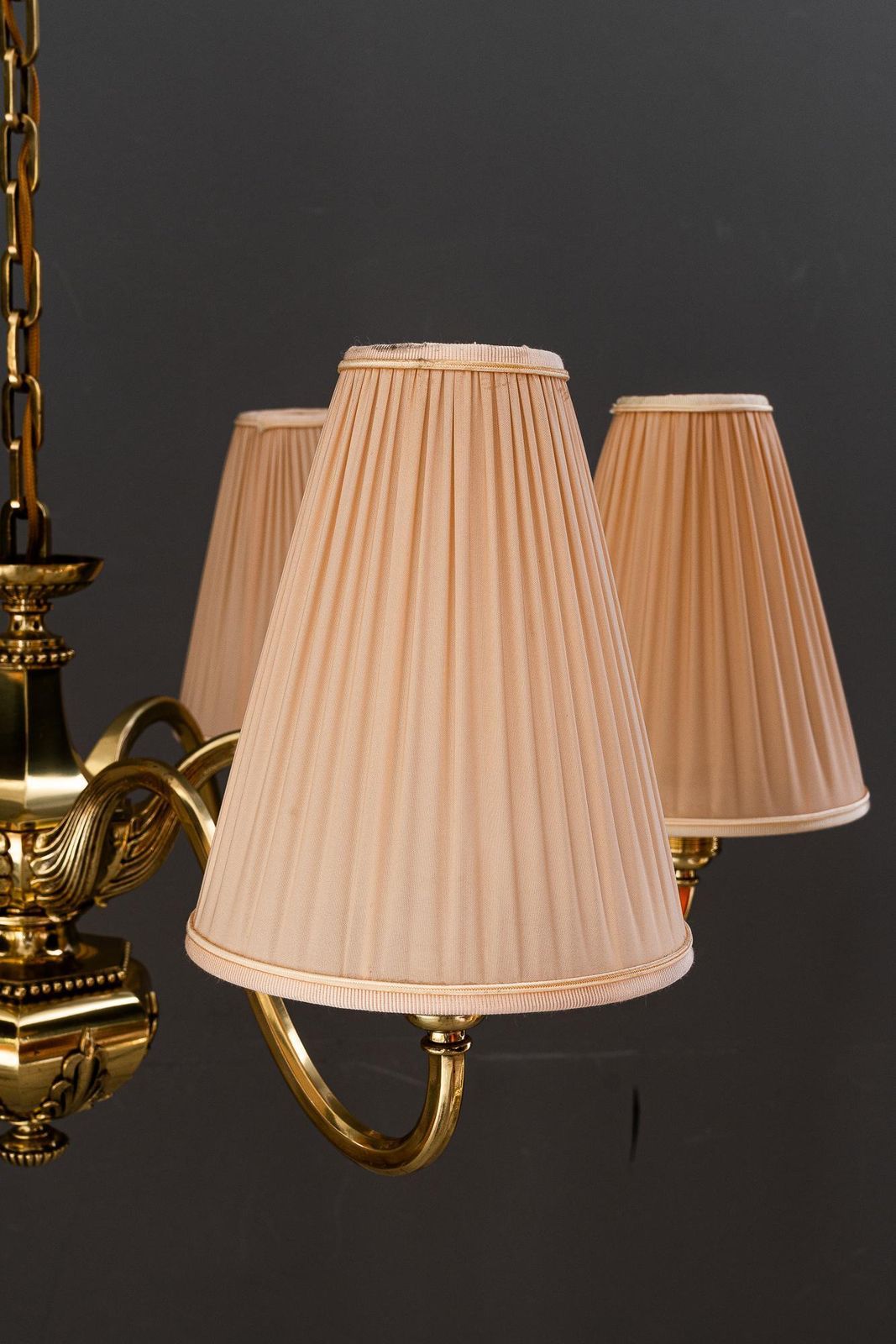 Art Deco Chandelier With Fabric Shades Vienna Around 1920s photo vintage