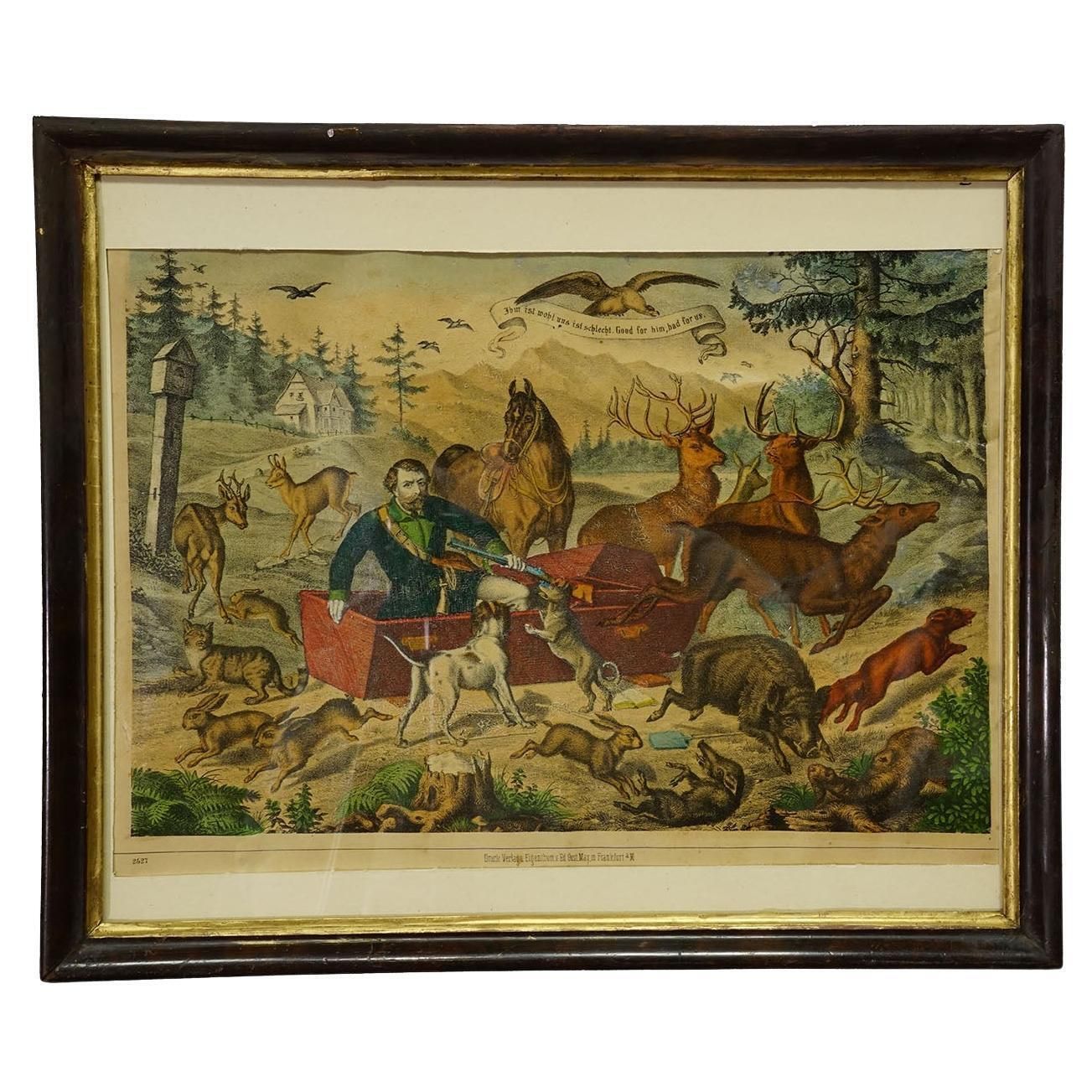 Antique Print 'The Hunter’s Awakening', Germany Late 19th Century