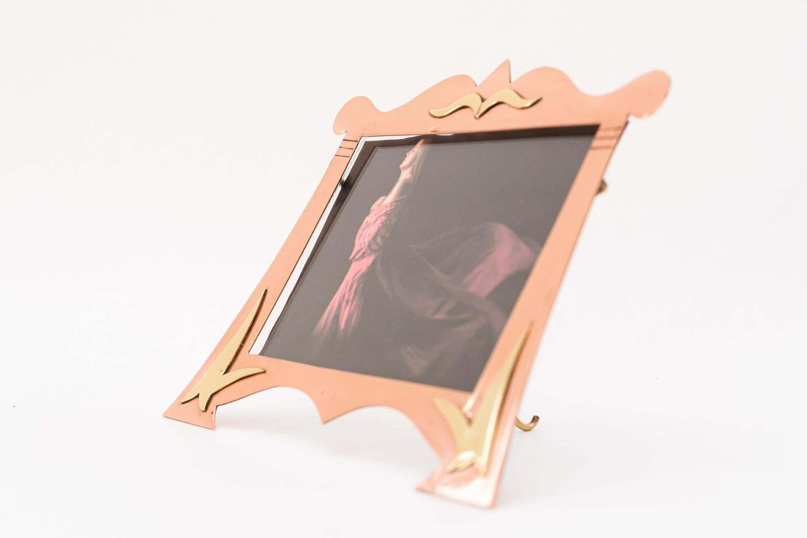 Copper And Brass Art Deco Picture Frame With Glass Around 1920s photo furniture